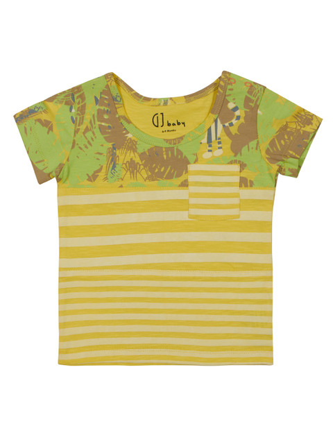 

Gini and Jony Boys Yellow Striped Round Neck T-shirt