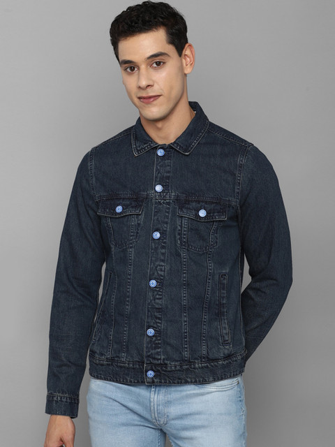 

Allen Solly Sport Men Navy Blue Denim Jacket with Patchwork