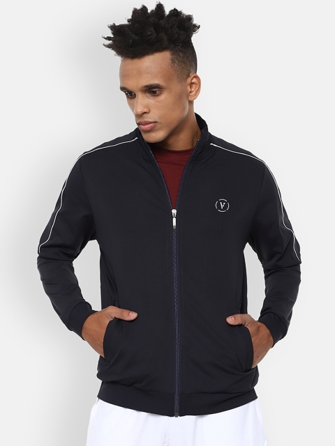 

Van Heusen Flex Men Navy Blue Striped Sporty Jacket