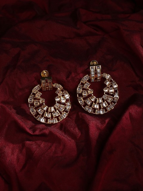 

justpeachy Gold-Toned Contemporary Chandbalis Earrings