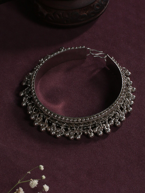 

justpeachy Women Oxidised Silver-Plated Bangle-Style Bracelet
