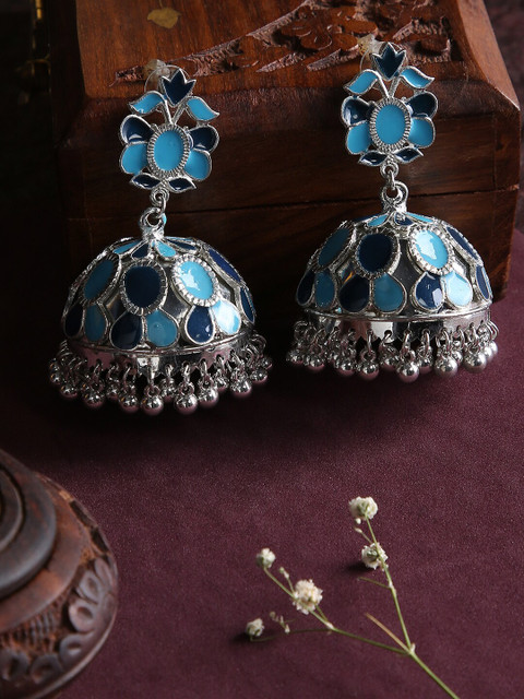 

justpeachy Blue Contemporary Jhumkas Earrings