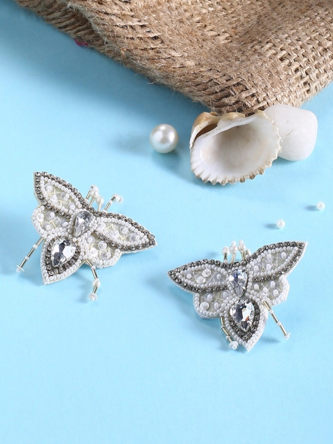

justpeachy Silver-Toned Contemporary Studs Earrings