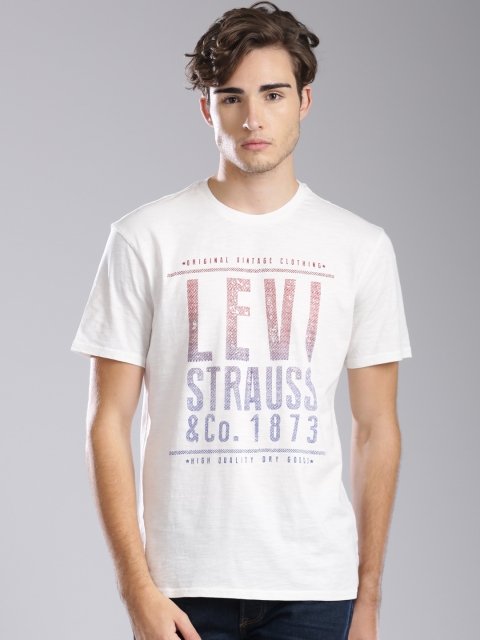 

Levis Men White Printed Round Neck T-shirt