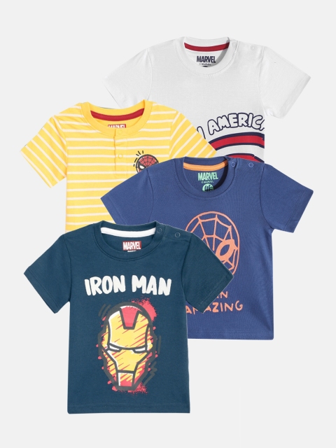 

YK Marvel Boys Pack of 4 Pure Cotton Iron Man Printed T-shirt, Navy blue
