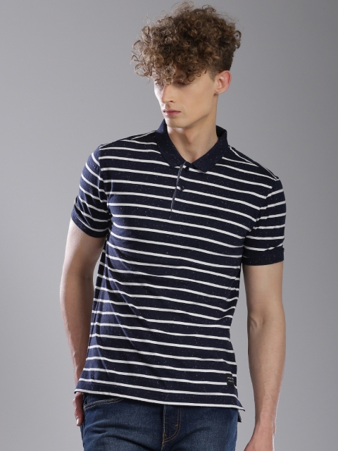 

Levis Men Navy & White Striped Polo T-shirt, Navy blue