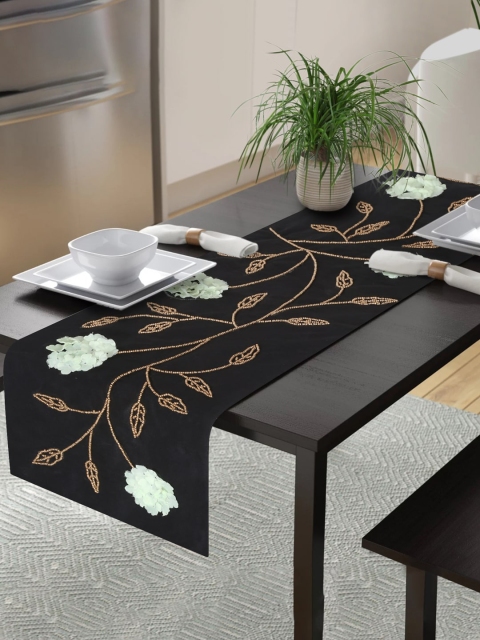 

Alina decor Black Embridered Table Runner