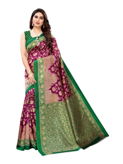 

Iris Purple & Green Woven Design Art Silk Banarasi Saree