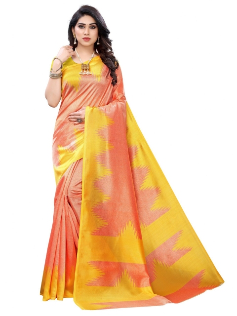 

Iris Orange & Peach-Coloured Art Silk Banarasi Saree