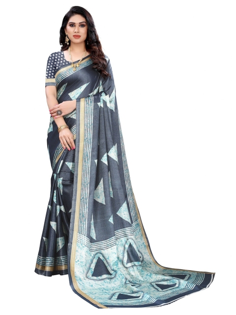 

Iris Grey & Blue Art Silk Banarasi Saree
