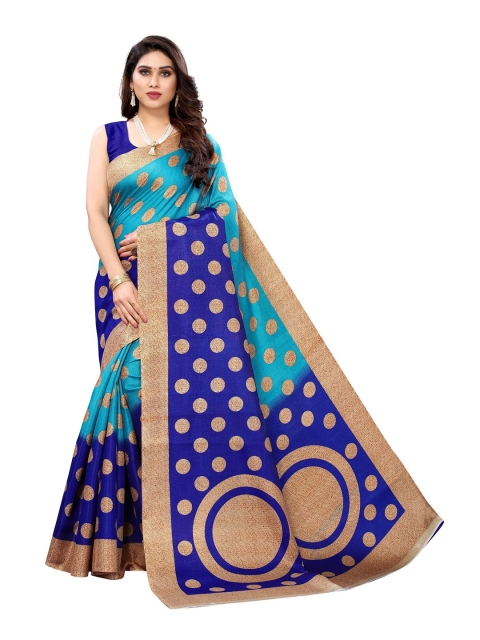 

Iris Blue Printed Art Silk Banarasi Saree