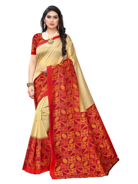 

Iris Red & Gold-Toned Ethnic Motifs Art Silk Banarasi Saree