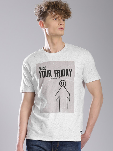

Levis Men Grey Melange Printed Round Neck T-shirt