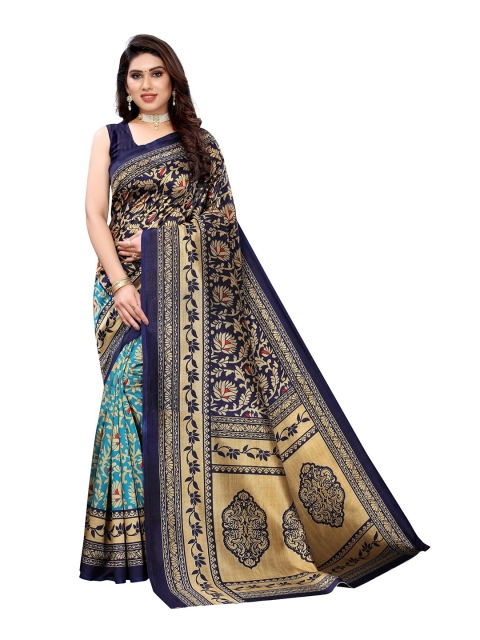 

Iris Navy Blue & Gold-Toned Ethnic Motifs Art Silk Banarasi Saree