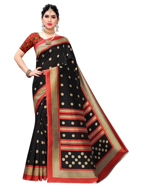 

Iris Black & Red Printed Art Silk Banarasi Saree