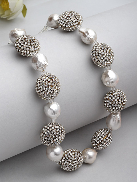 

Bijoux by Priya Chandna Silver-Toned & White Brass Silver-Plated Necklace