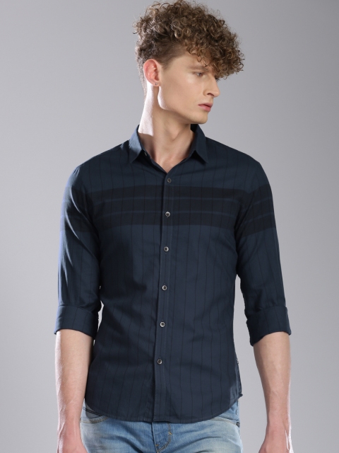 

Levis Men Navy Blue Striped Casual Shirt