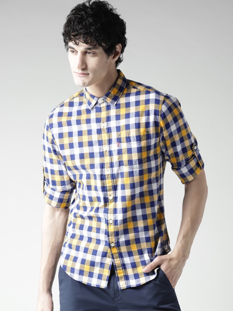 

Levis Men Yellow Slim Fit Checked Casual Shirt