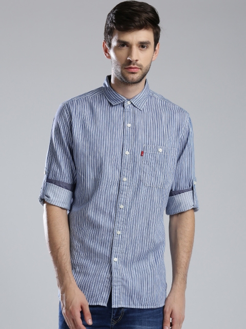 

Levis Men Blue & White Striped Slim Fit Casual Shirt