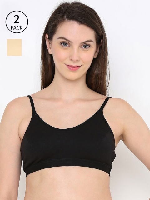 

Berrys Intimatess Black & Beige Set of 2 Solid Poly Cotton Non Padded Bra