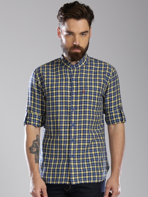 

Levis Men Yellow Slim Fit Checked Casual Shirt