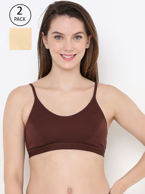 

Berrys Intimatess Pack of 2 Brown & Beige Workout Bra - Non-Padded Non-Wired