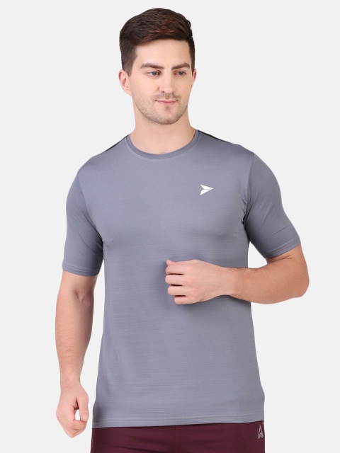 

FITINC Men Grey Dri-FIT Slim Fit Running T-shirt