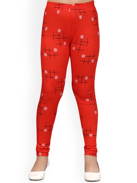 

Aarika Kids Girls Red Printed CottonLeggings