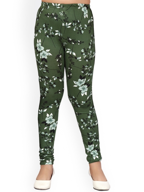 

Aarika Girls Green & White Printed Cotton Ankle-Length Leggings