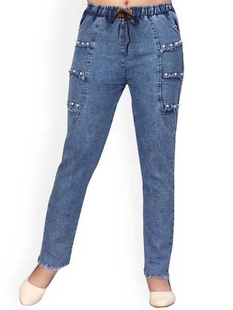 

Aarika Girls Blue Jean Low Distress Heavy Fade Stretchable Jeans