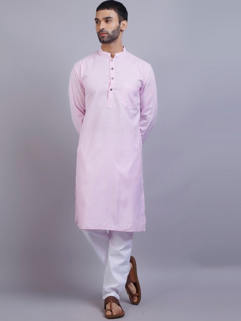 

GRACIT Men Pink Thread Work Kurta