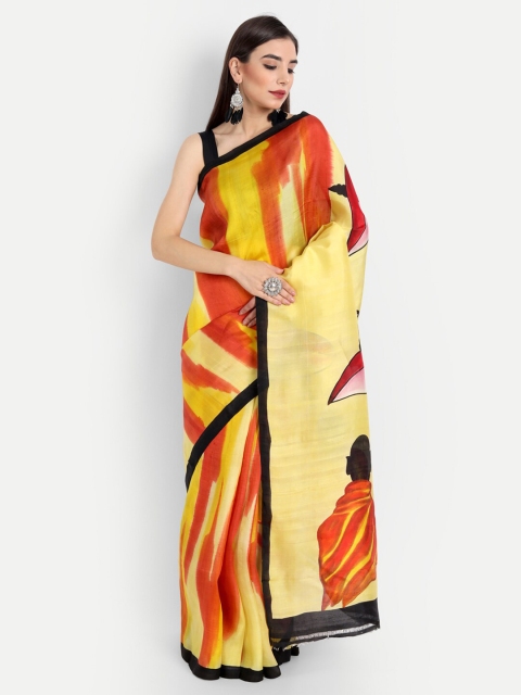 

Fibre World Yellow & Orange Ethnic Motifs Pure Silk Murshidabad silk Saree