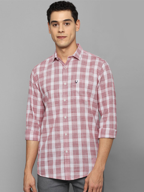 

Allen Solly Men Pink Slim Fit Checked Casual Shirt