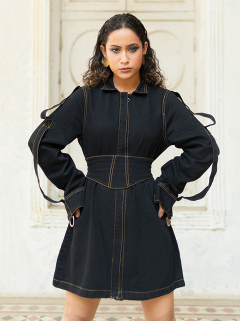 

FREAKINS Women Stunning Black Solid Dress