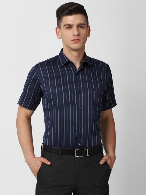 

Van Heusen Men Navy Blue Striped Formal Shirt