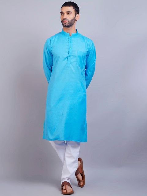 

GRACIT Men Blue Pure Cotton Kurta with Pyjamas