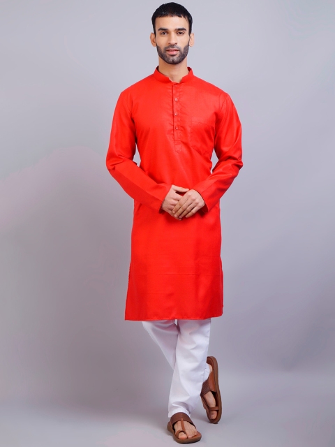 

GRACIT Men Red Pure Cotton Kurta with Pyjamas