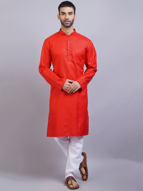 

GRACIT Men Red Pure Cotton Kurta with Pyjamas