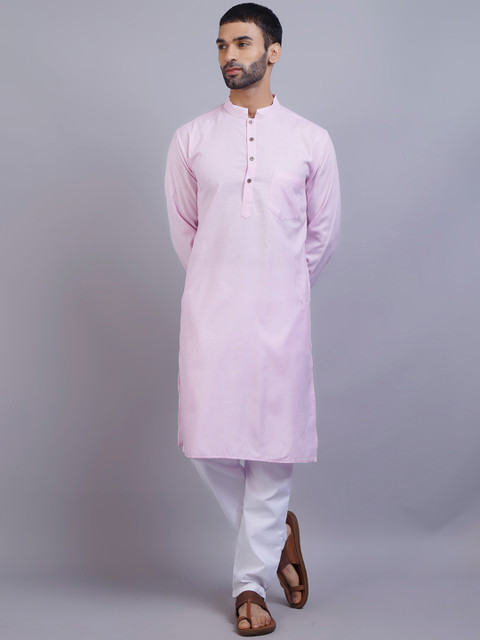 

GRACIT Men Pink Pure Cotton Kurta with Pyjamas