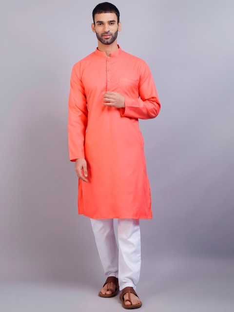 

GRACIT Men Orange Pure Cotton Kurta with Pyjamas