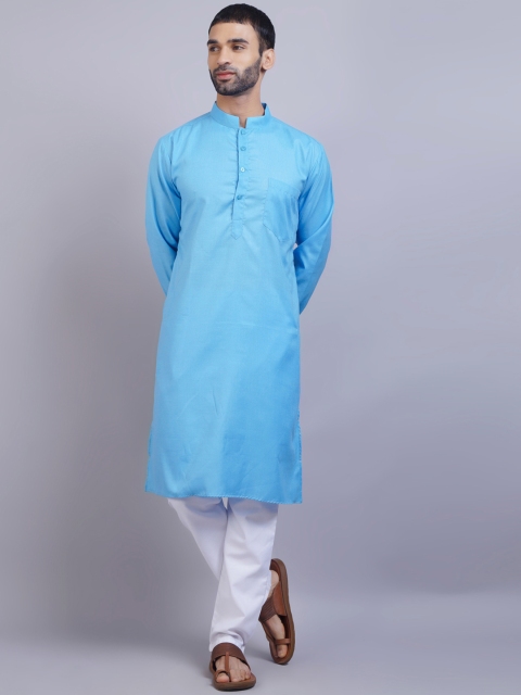 

GRACIT Men Blue Pure Cotton Kurta with Pyjamas