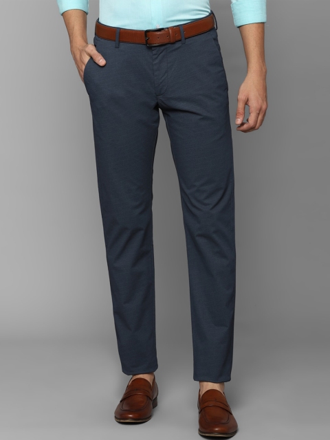 

Allen Solly Men Navy Blue Textured Slim Fit Trousers