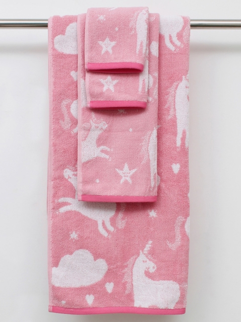 

AVI Living Kids Set Of 4 Pure Cotton 500 GSM Towels, Pink