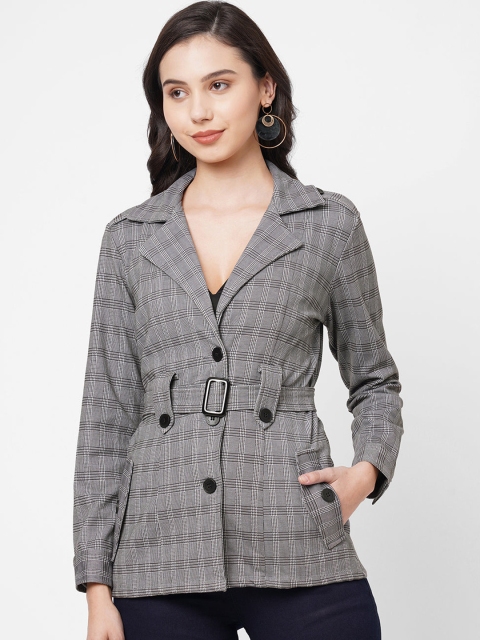 

Kraus Jeans Women Grey Checked Longline Tailored Jacket