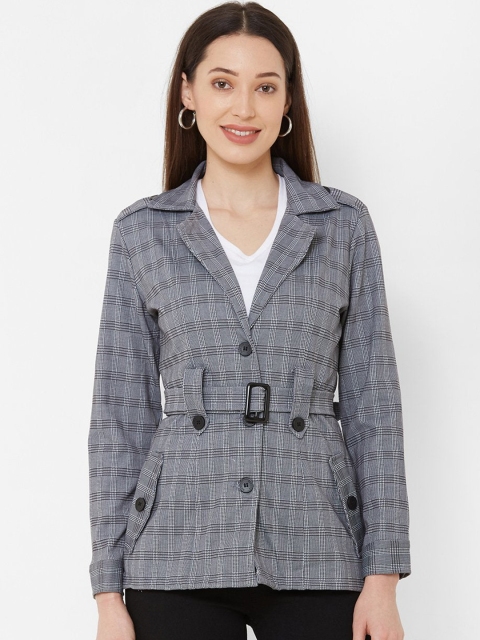 

Kraus Jeans Women Grey Checked Longline Tailored Jacket