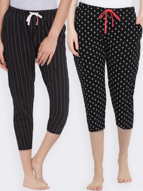 

Kanvin Women Black Pack Of 2 Solid Lounge Pants