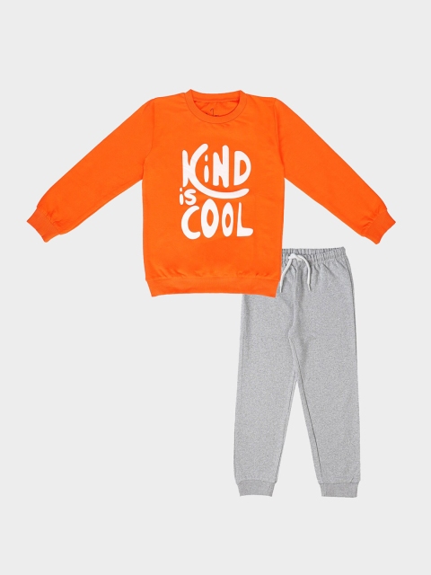 

NOT Kids Orange & Grey Printed T-shirt with Trousers
