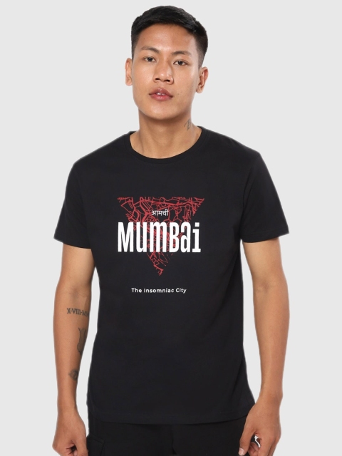 

Bewakoof Men Black Typography Printed Outdoor T-shirt