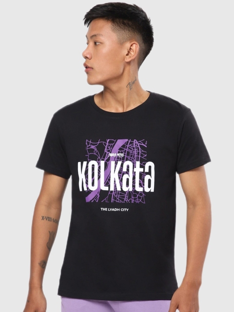 

Bewakoof Men Black Printed Applique Outdoor T-shirt