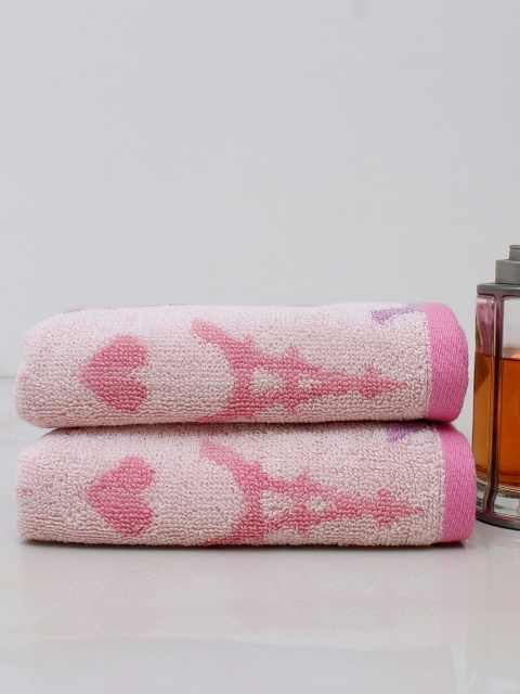 

AVI Living Kids Set of 2 Printed 500 GSM Pure Cotton Hand Towels, Pink